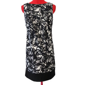 AB STUDIO Black White Sleeveless Tunic Pencil Dress Knee Length Size 6